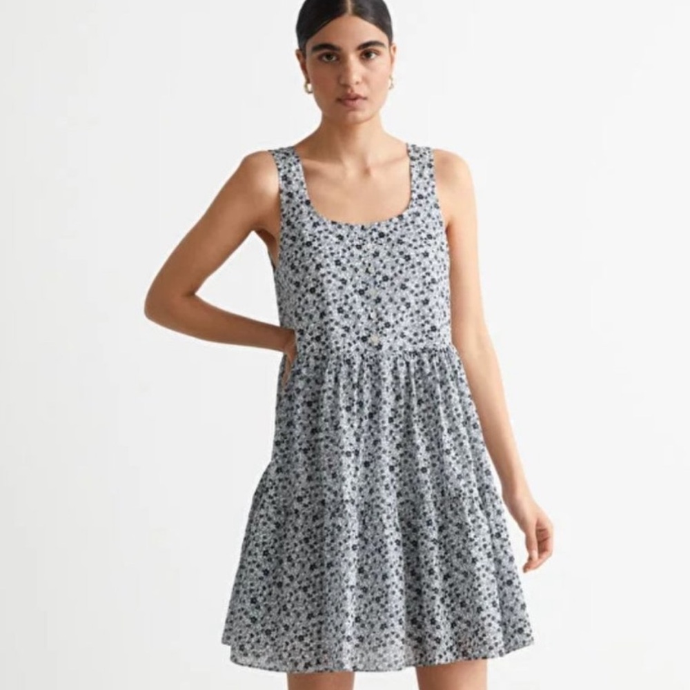 & Other Stories Black and White Floral Tiered Sundress